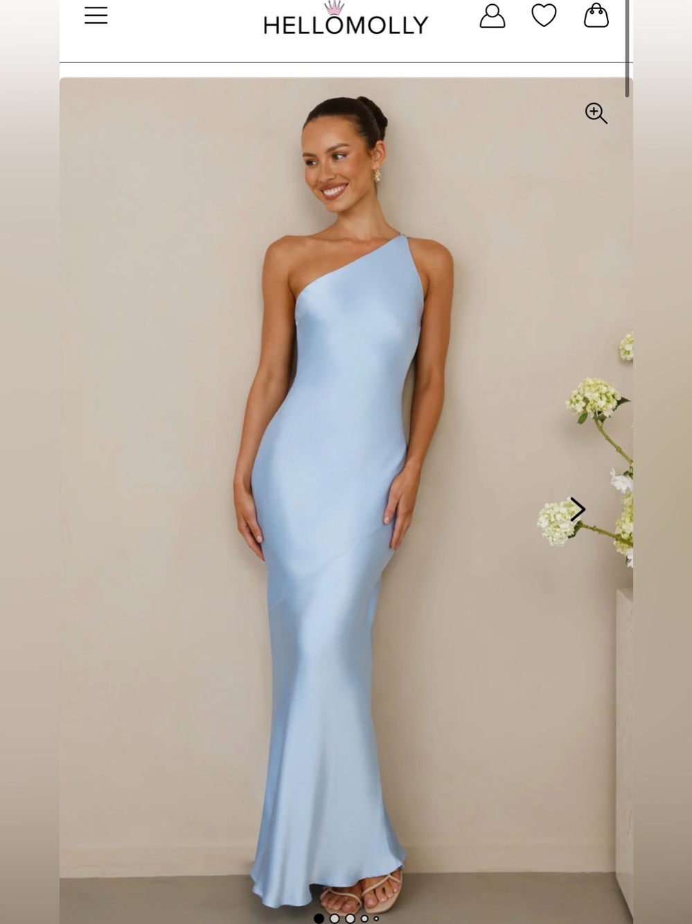 Hello Molly the Evangeline One Shoulder Satin Maxi Dress - Blue
